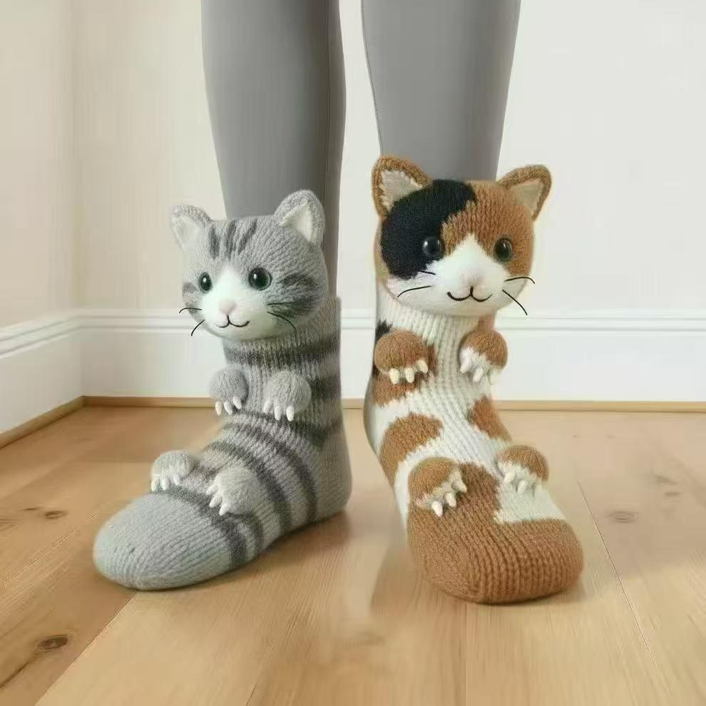 3D Cute Sloth Plush Socks - Warm Crochet Animal Floor Socks for Men & Women