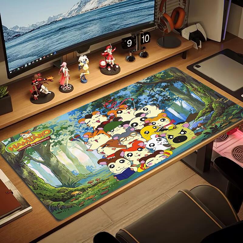 Hamtaro Anime Color Mouse Pad Large Gaming Table Cushion Non-slip Laptop Tablet Big Mousepad XXL Mat Mini PC Playmat With Lock Edge