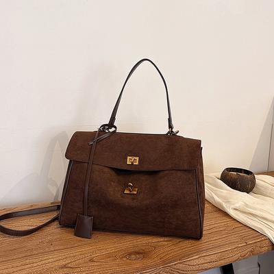 Light Luxury Vintage Tote Bag Popular New European America Large-capacity Shoulder Bag High-quality Pu Suede Matte Crossbody Bag