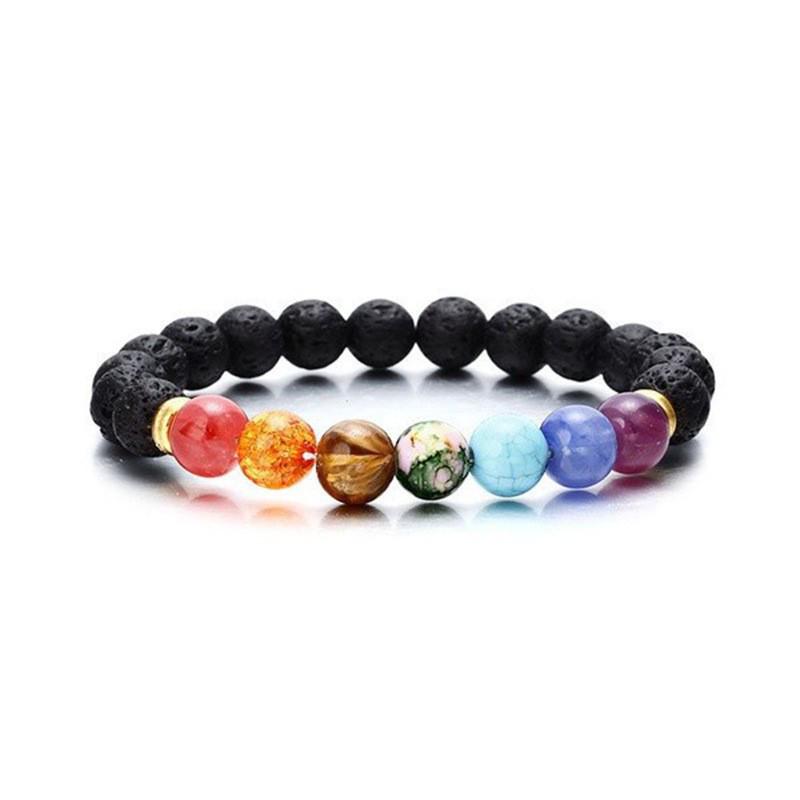 

Unisex Colorful Natural Stone White Pine Bracelet for Anxiety Relief and Meditation