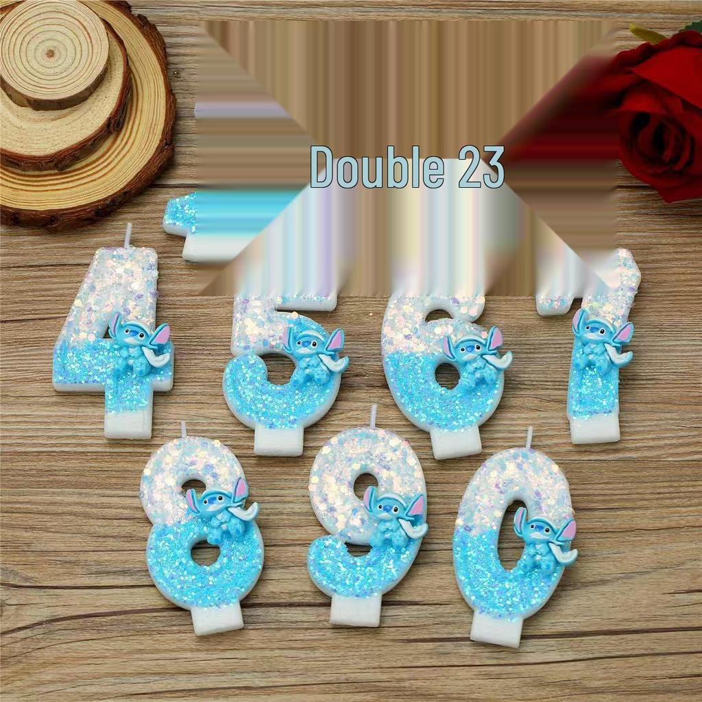 Cartoon Stitch Two-Color Number Birthday Candles for Party Decoration