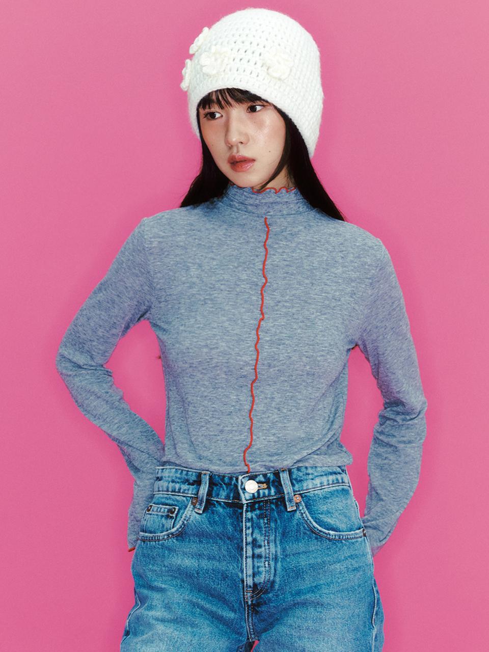 Ganiesong Color Block Interlock Turtleneck_Gray Free
