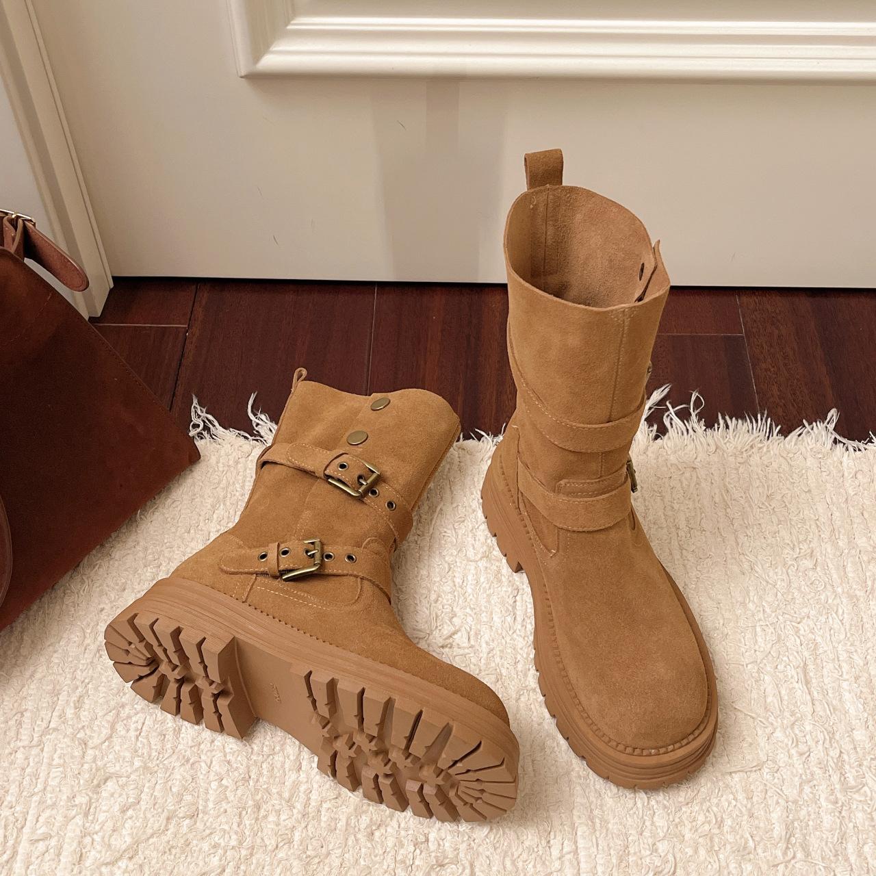 

Мартинсы на толстой подошве женские новые осенние ретро универсальные два способа носки маленькие тонкие ботинки короткие ботинки 35 верблюд