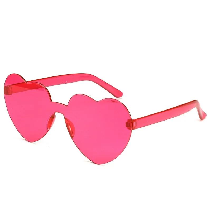 Women Colors Polycarbonate Heart Shape Tinted Party Sunglasses Girls Vintage Uv400 Colors Rimless Polarized Sun Glasses