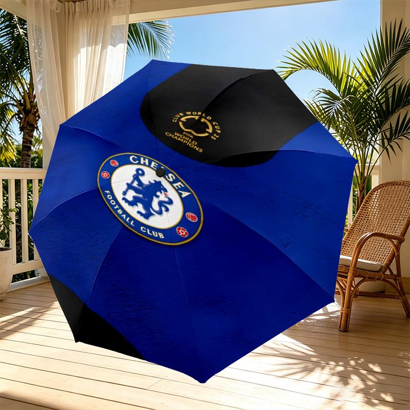 Parasol z nadrukiem Chelsea F.C. Automatyczne otwieranie i zamykanie, Przenośny składany parasol, na zewnątrz, do dojazdów, na wycieczkę kempingową, Idealny prezent urodzinowy