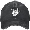 Skeleton Rock Hand Sign Baseball Cap Punk Cotton Washed Adjustable Hat for Men Women Outdoor