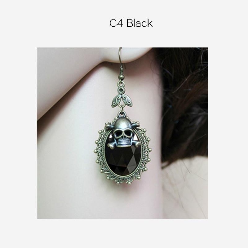 Women Fashion Gothic Halloween Crystal Skull Earrings Retro Personal Earrings Jewelry Accessories
