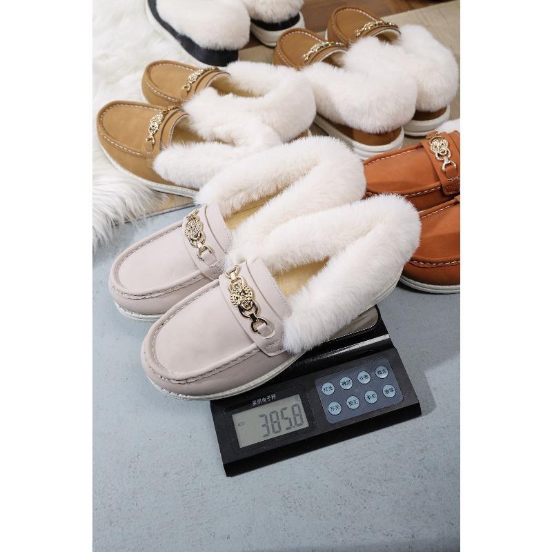 Women's Autumn & Winter Korean-Style Fuzzy Driving Moccasins - Fleece-Lined, Thick-Soled, Slip-On, Soft-Soled, Flat-Heeled