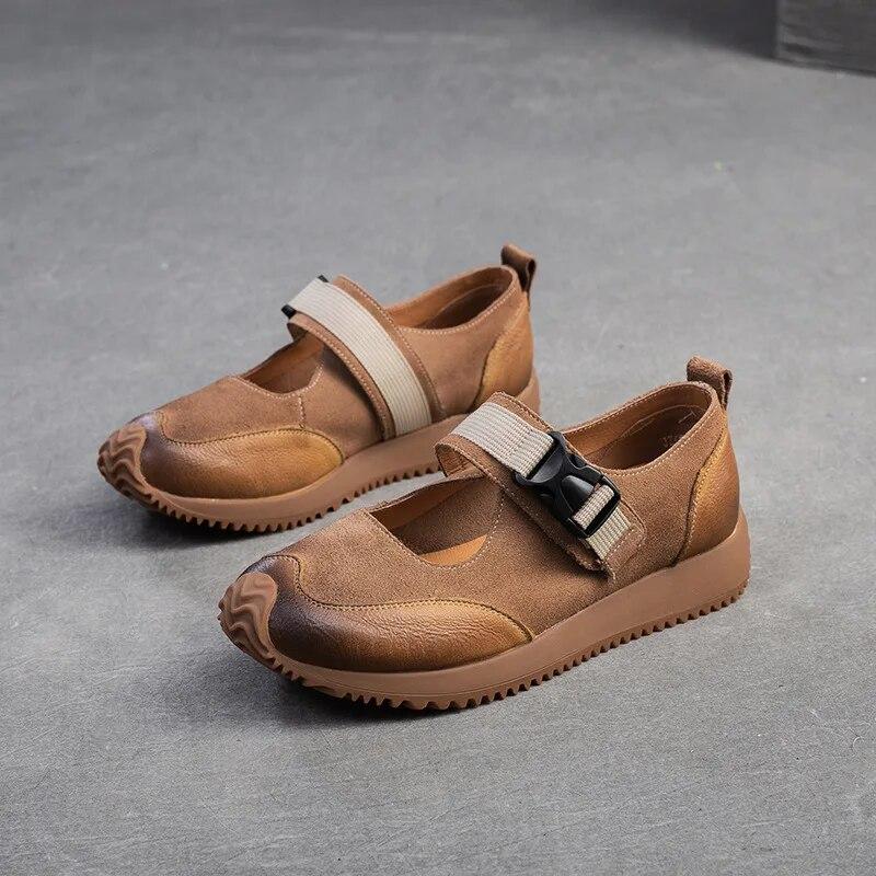Johanature Retro Lightweight Flats Genuine Leather Casual Comfort Versatile Women's Shoes