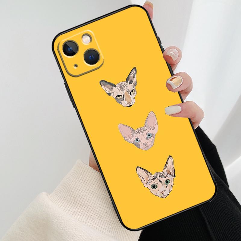Sphynx Cat Phone Case For iPhone 11 12 13 14 15 16 Pro Max Mini X XR XS Max Plus Cover Funda
