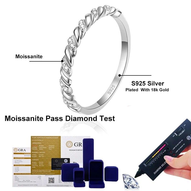 Anello interamente in moissanite argento sterling 925 placcato oro 18K con diamanti per fidanzamento, matrimonio, fede nuziale, gioiello da donna