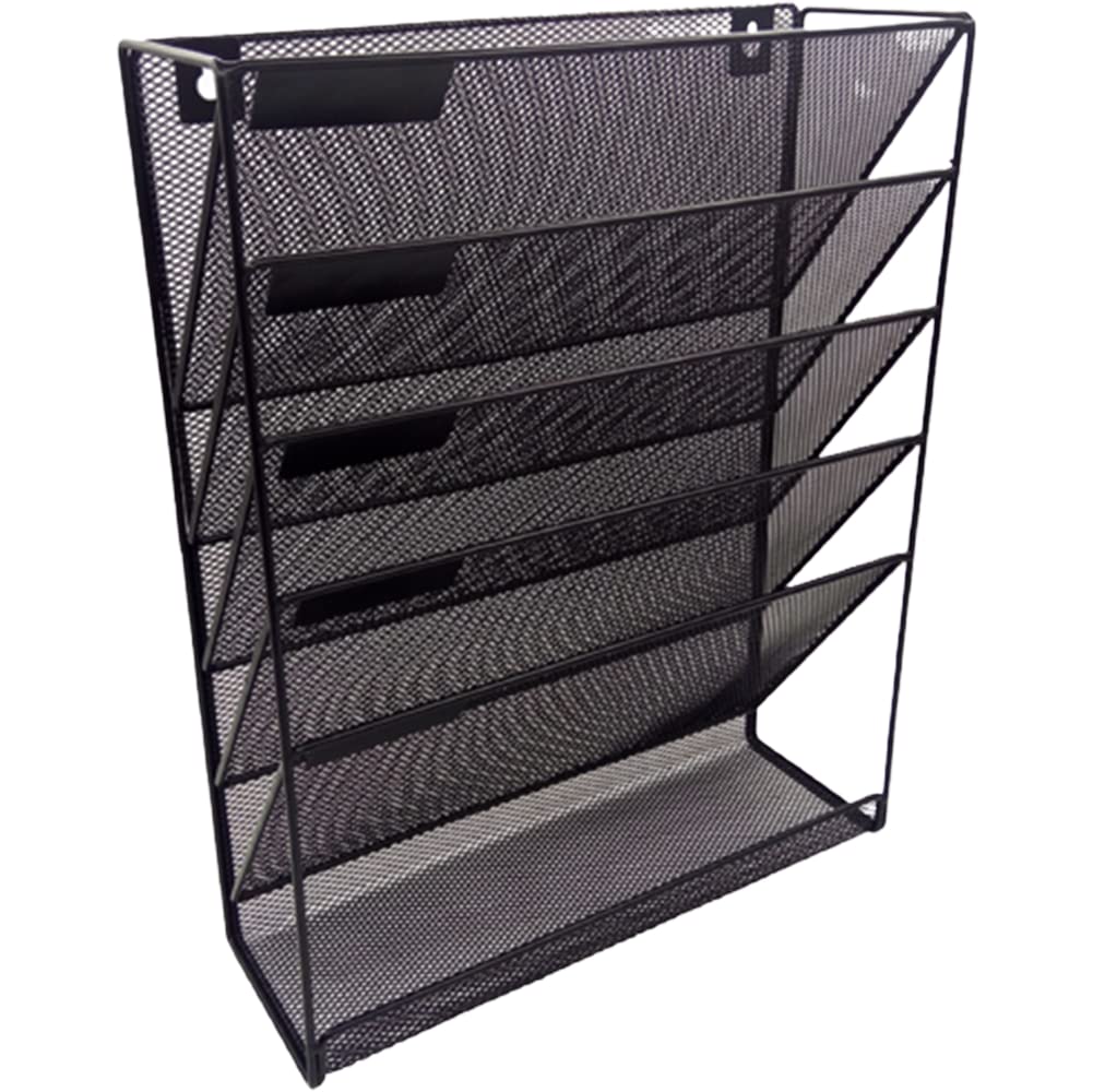 AZNABLE Настольная полка-органайзер, 6 ярусов, наклонная подставка для документов, узкая, стильная, размер A4, вертикальный лоток для документов (черный)