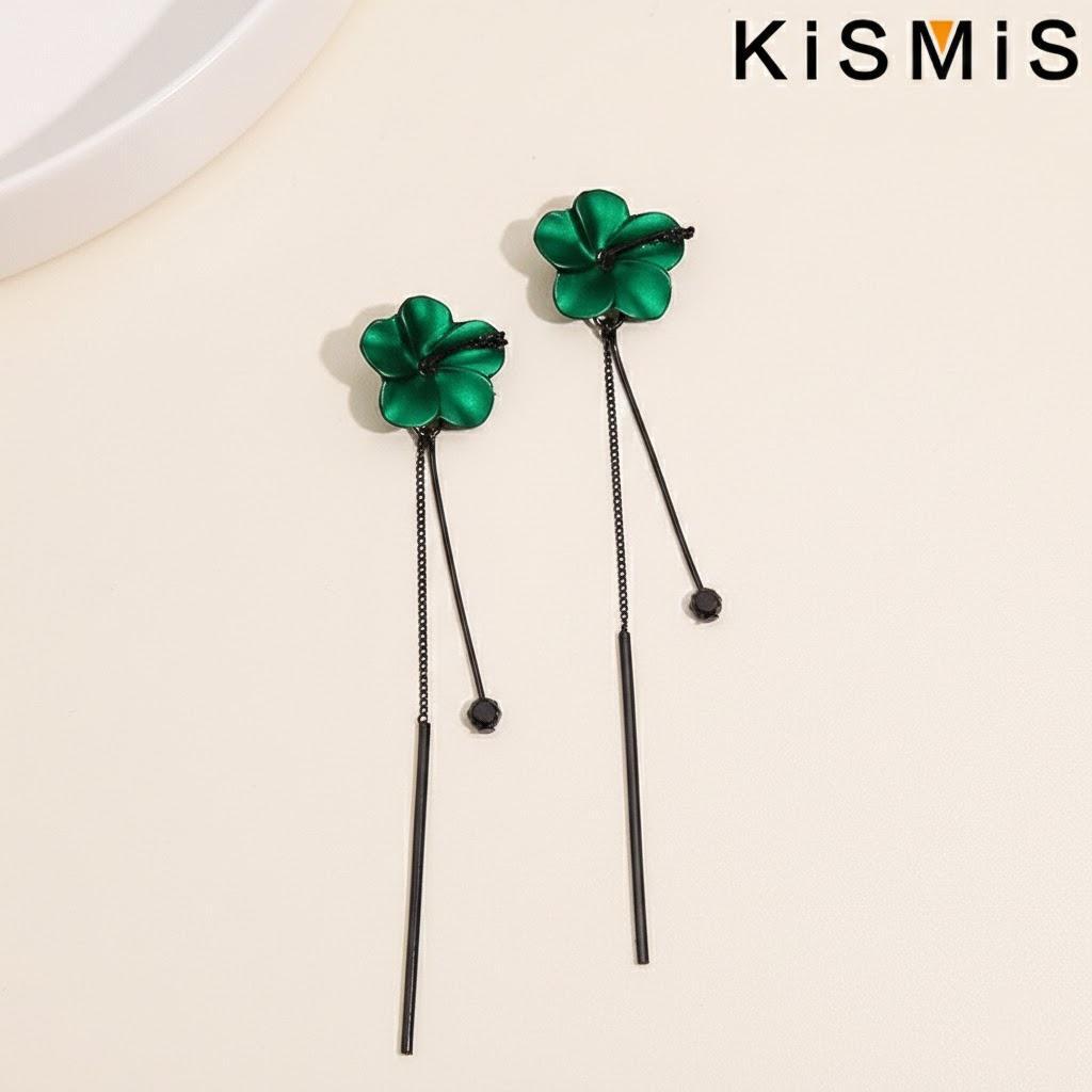 

Flower Design Simple Wild Style Long Dangle Earrings Personal Jewelry Temperament Fashion Accessories зелёный