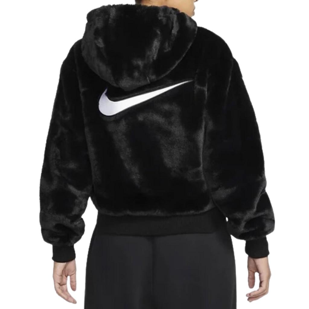 Bunda z umělé kožešiny Nike Sportswear Essentials Černá Bílá