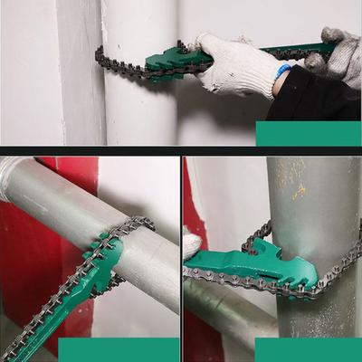 Adjustable Oil Filter Wrench Chain Grip Design Durable Metal Construction Ergonomic Handle For Automotive Maintenance