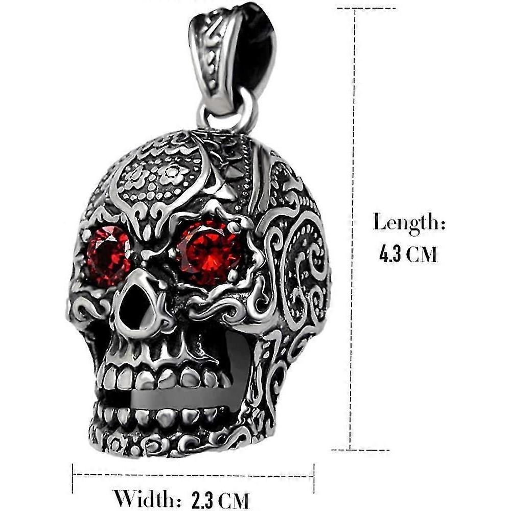 Gotische Hohl-Anhänger-Halskette Augen Rubin Edelstahl Herren Acsergery Silber Geschenk
