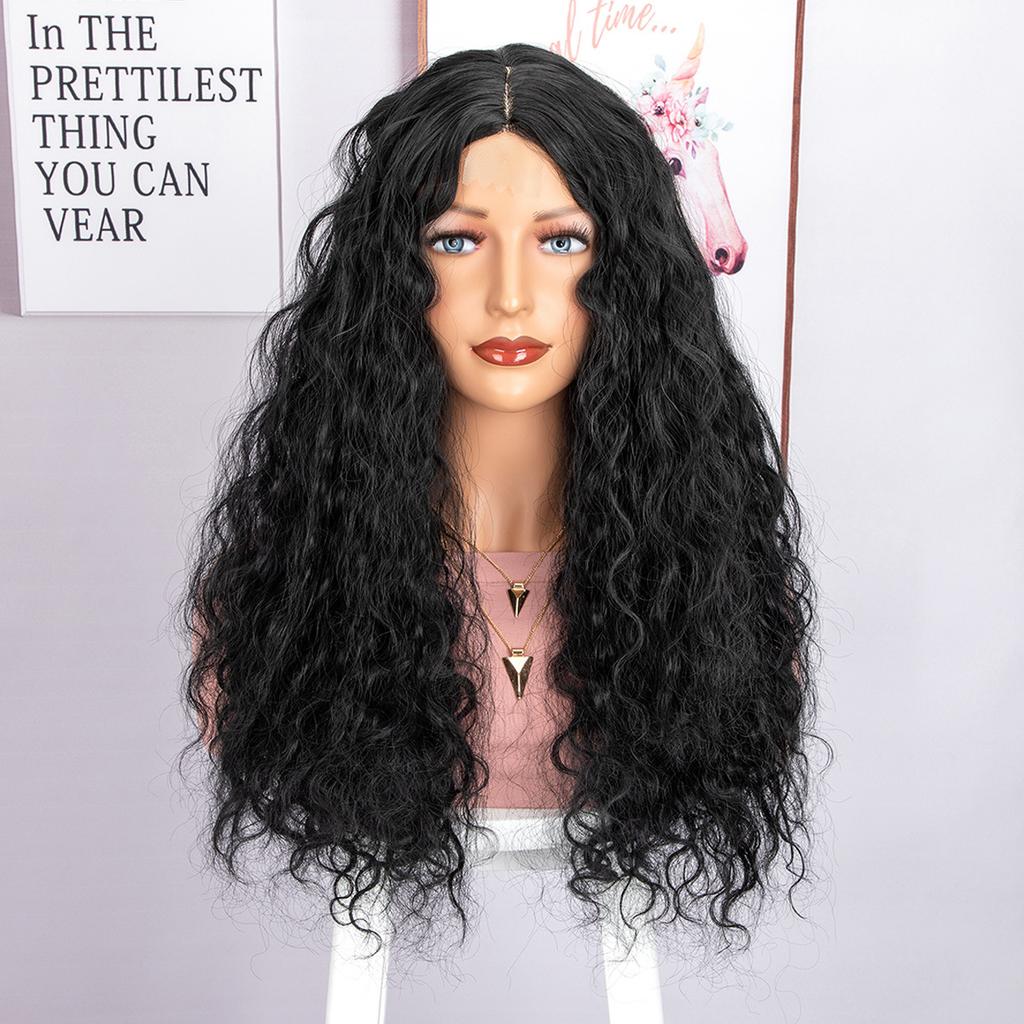 Wig Hand Woven Lace Synthetic Headband Small Medium Split Long Curly Hair Deep Wave Wigs