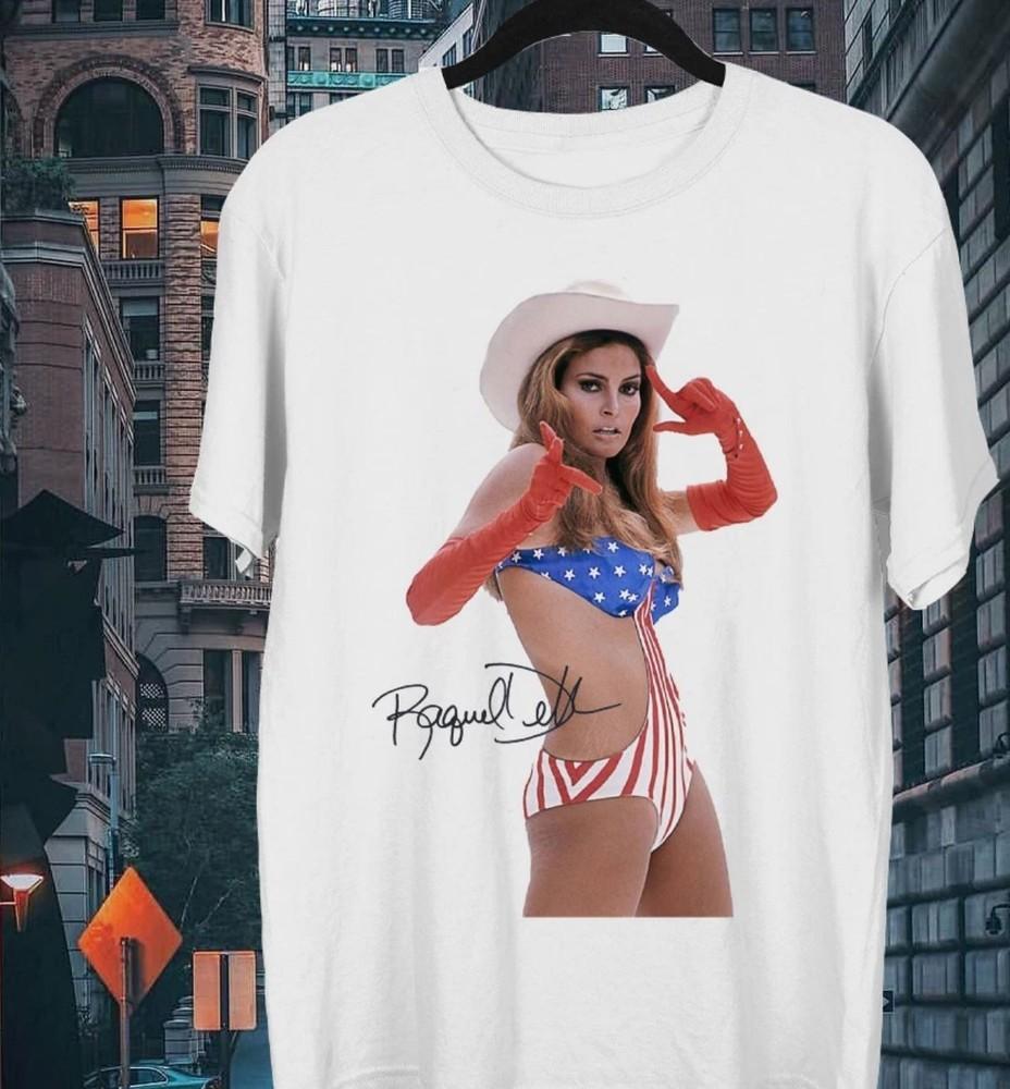 Signature Raquel Welch Sexy American Swimsuit Shirt White Unisex S-5XL Unisex T-Shirt XXL