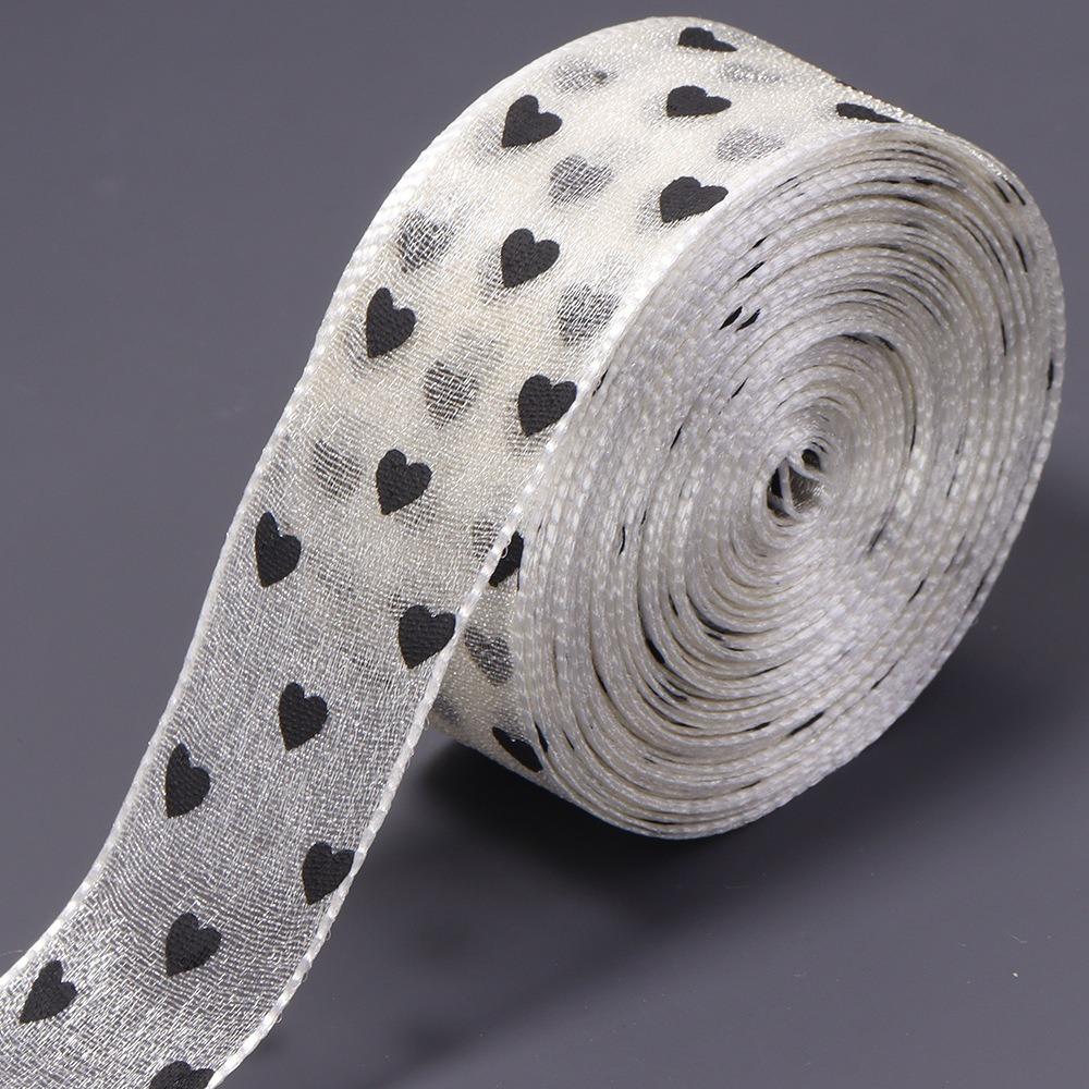 Heart Print Heart Ribbon Sheer Organza Craft Ribbon Gift Embellish Organza Tape Garment Trim