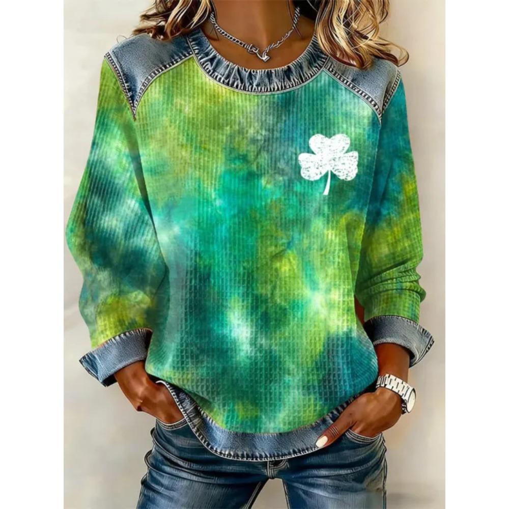 Autumn Fashionable Comfortable Casual Versatile Loose Women's Multi Color Printed Round Neck Long Sleeved T-Shirts