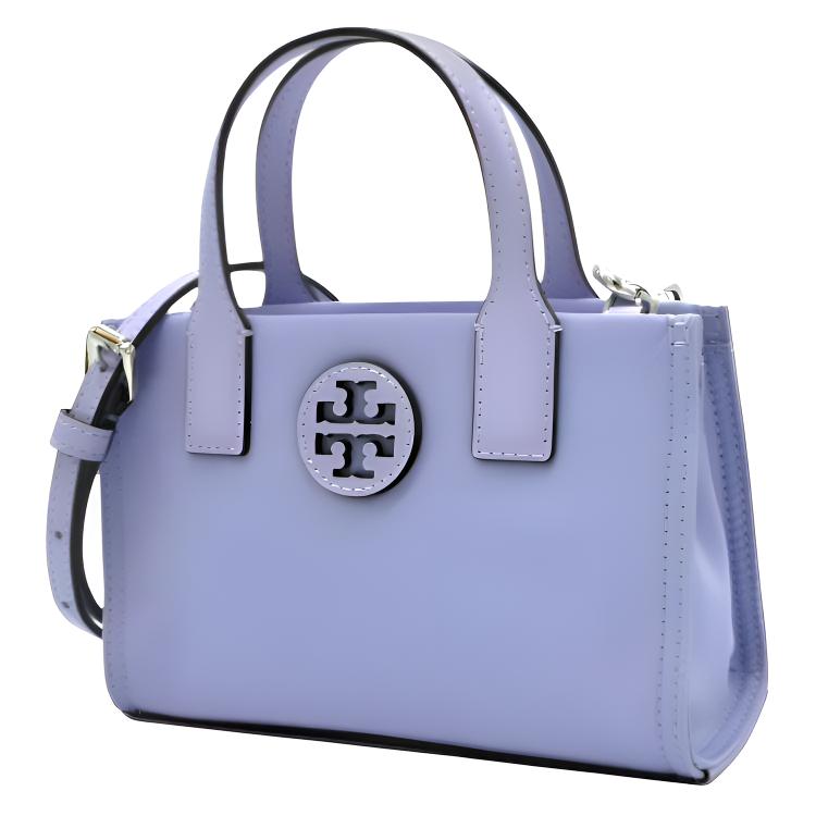 Tory Burch Ella Double T Logo Cutout Patch Satin Nylon Tote Bag Unisex Tote Bag Purple 146437-504