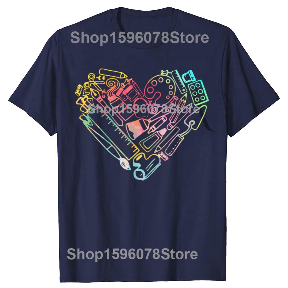 Funny Heart Shape Love Watercolor Art Teacher Artists Painter T Shirts Gift Mens Clothing Fashion Casual Loose Oversized T Shirt