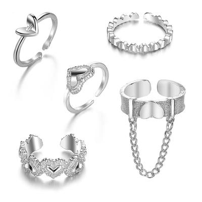 2022 New Ring Vintage Heart Opening Set Ring Lovers Exquisite Gift Jewelry Combination Elegant Ring