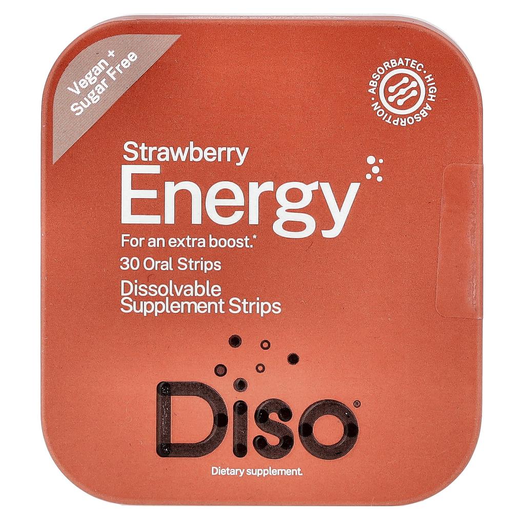Diso, Energy, Strawberry, Oral Strips, 30 Count
