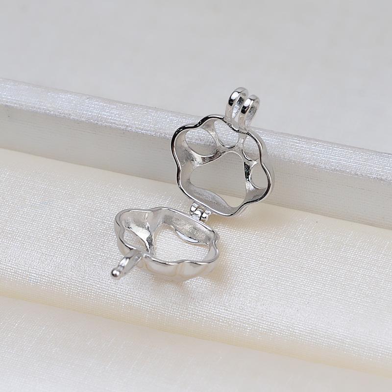S925 Sterling Silver Cat Paw Pendant Necklace with DIY Pearl Charm Setting