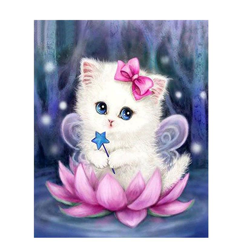 5D Diy Diamond Embroidery Animal Full Round Diamond Painting Cat Diamond Mosaic Cross Stitch Handmade Gift