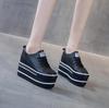 Autumn 10.5Cm High Thick Heel Platform Flats Women Casual Shoes Genuine Leather Soft Quality Casual Shoe Sneakers White Black