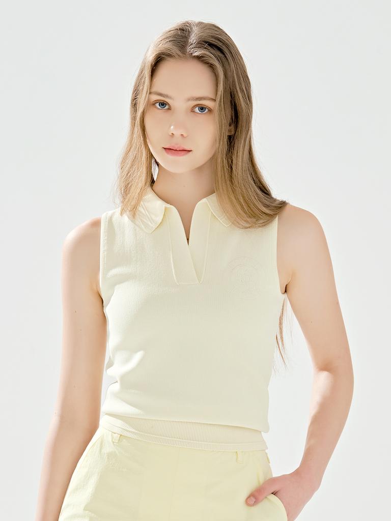 LORDLOAR Signature Collared Sleeveless Knit Yellow