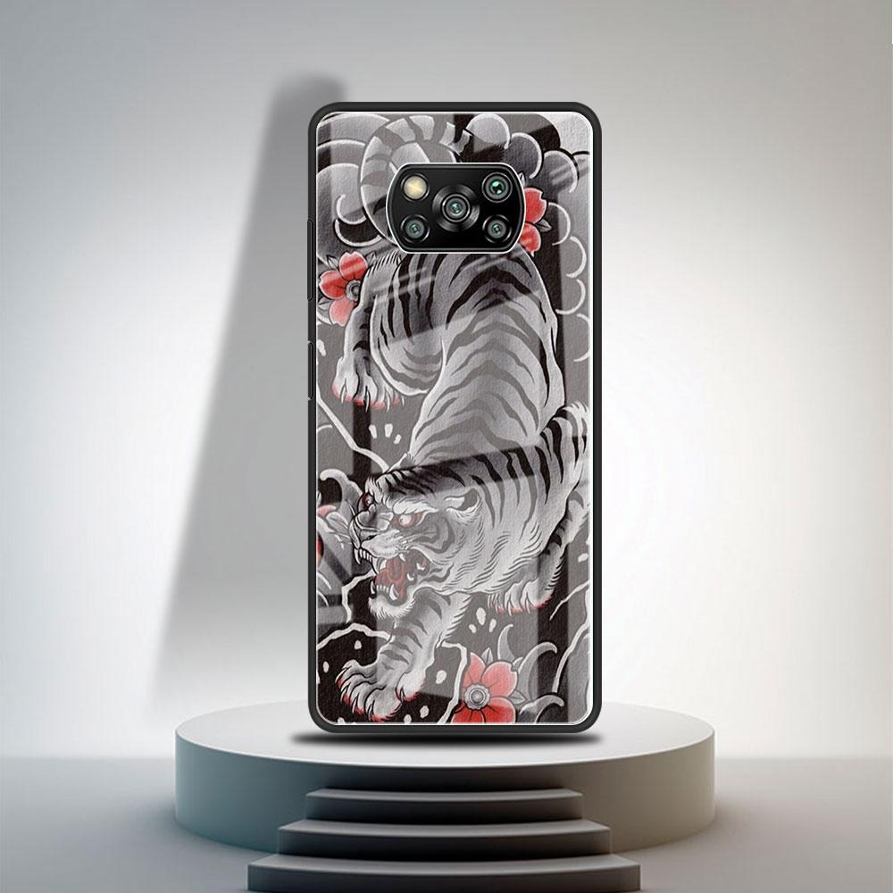 Glass Case For Xiaomi Poco X3 NFC 11 Lite 11T F3 M3 For Redmi Note 11 10 9 8 Pro 10S 9S 9A 9C Phone Cover Lion Wolf