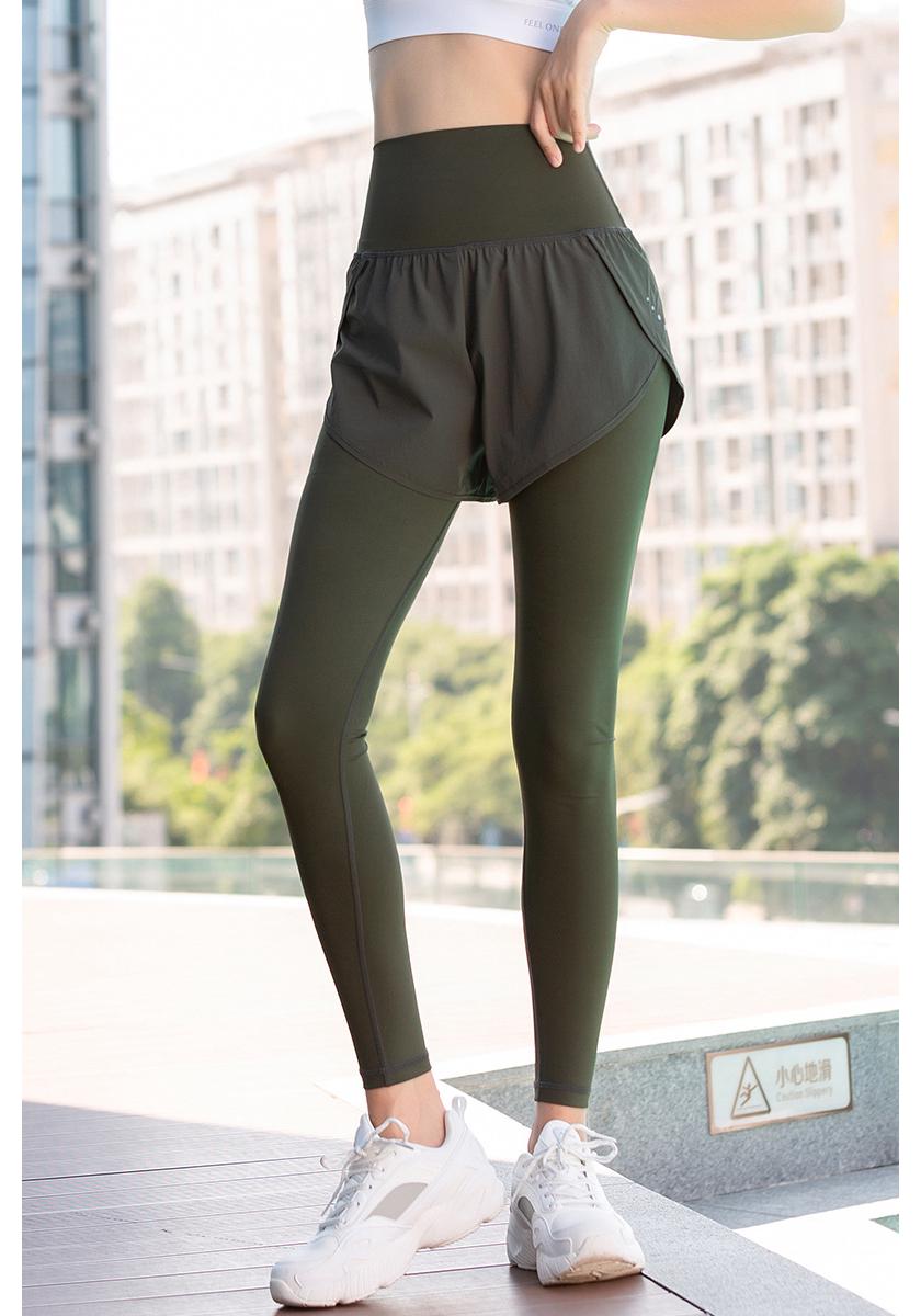 Two-Piece Plus Size High Waist Yoga Pants, Stretchy Tummy Control Running Tights for Women S