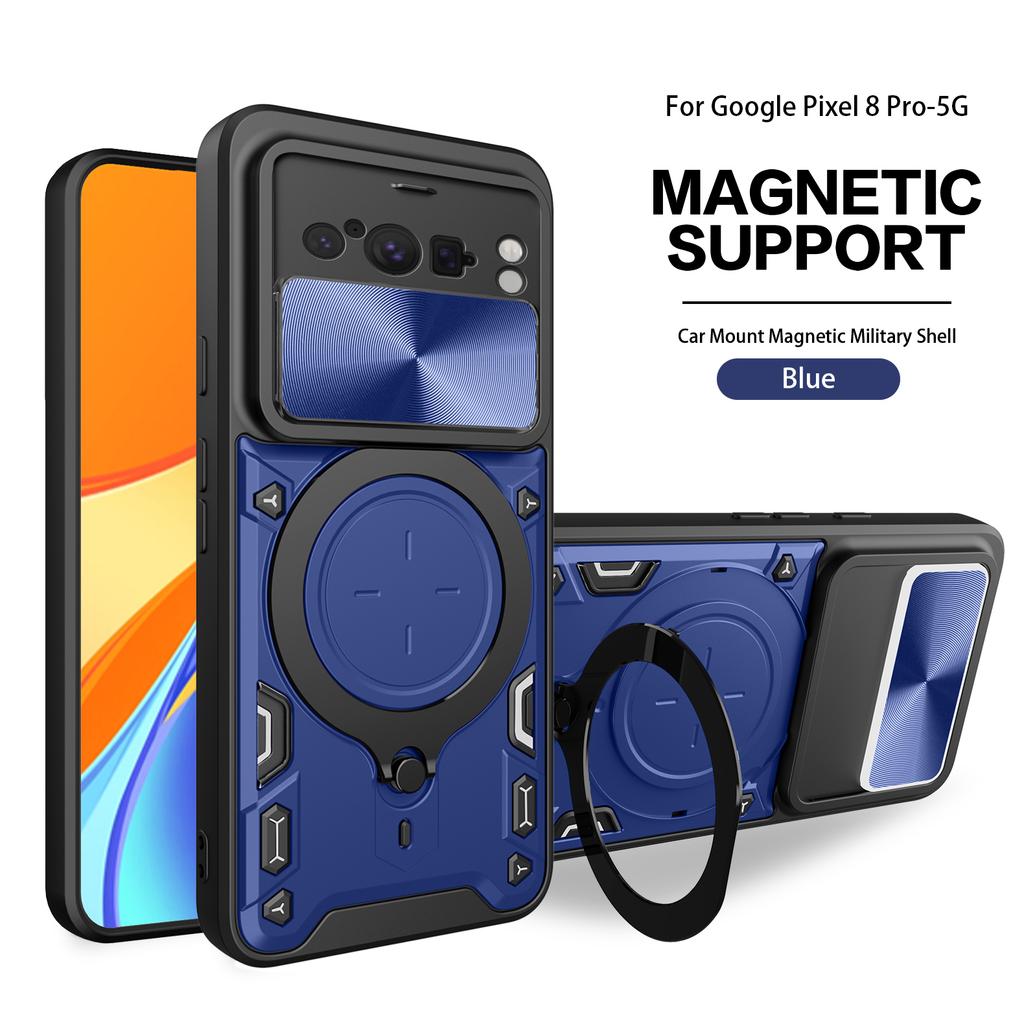 Magsafe Magnetische Kameraschutzhülle für Google Pixel 8 Armor Hybrid Metallring-Rückabdeckung für Google Pixel 8 Pro