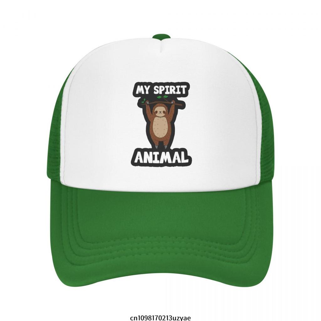 Sloth Spirit Animal Trucker Hat Polyester Mesh Back Adjustable Cap for Outdoor Casual Wear