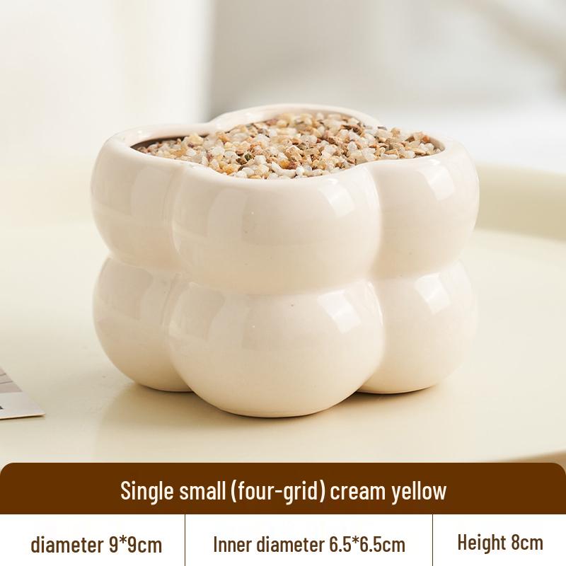 Nordic Style Cream Ceramic Succulent Pot for Phalaenopsis and Green Plants