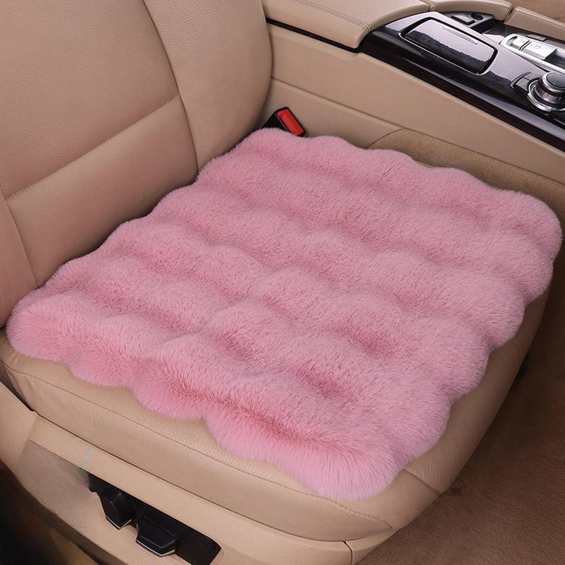 3pcs Winter Car Seat Cushion Set Soft Plush Bubble Fleece Lumbar Support Design Universal Fit for All Car Models