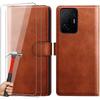 Protective Case for Xiaomi 11T - 11T Pro - Brown Leather Effect - Wallet with Card Slots
