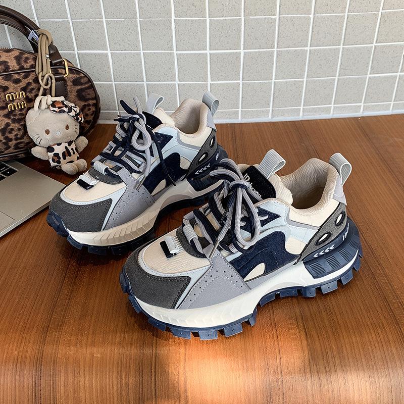 Red women's new spring and autumn color matching Forrest Gump shoes show small platform sports versatile casual shoes