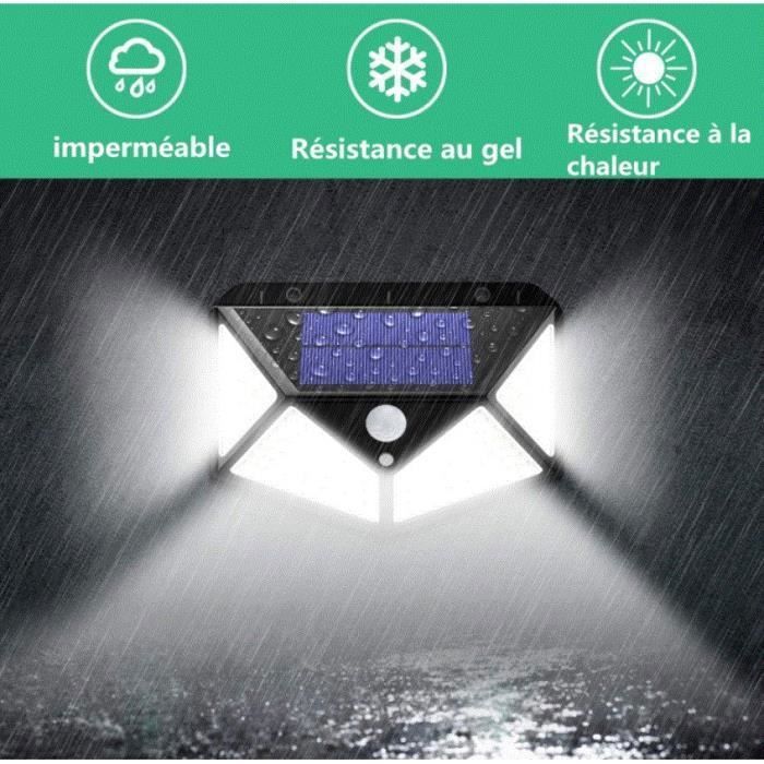 Lampe solaire extérieur - 100 LED - Détecteur de mouvement - Étanche - Pack de 4