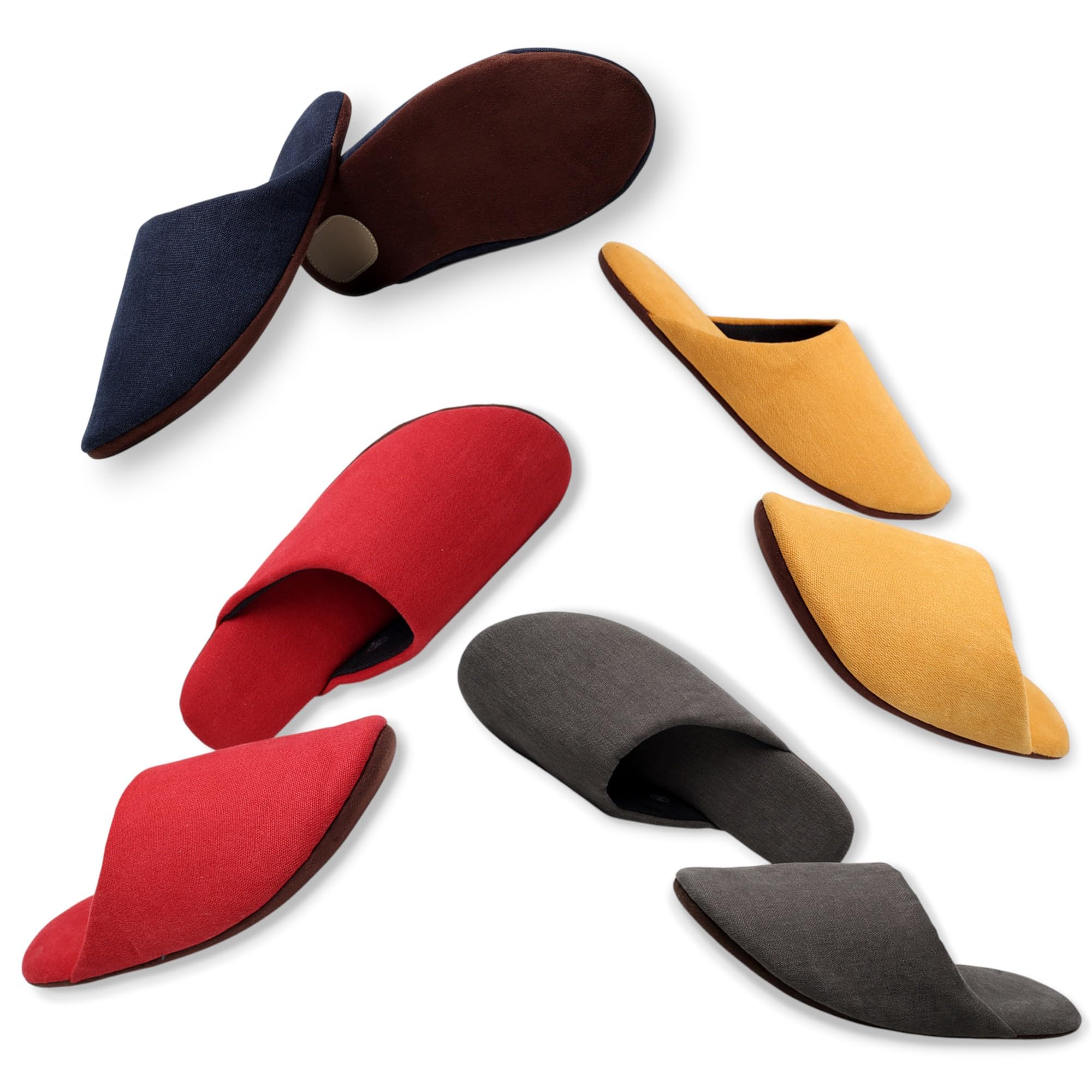 

SHITATARI Canvas Cotton Indoor Set of 2 pairs for Men and 2 pairs for Gray Navy Red Yellow Perfect for Gift for Men and Women [MOON ROOM] Slippers, 4,