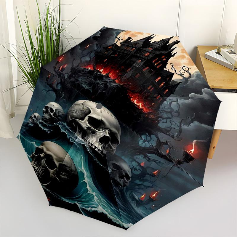 

Haunted Mansion, Ghostly Skulls- Automatic Umbrella,Suitable for Men and Women, Outdoor Accessories, Suitable for Birthdays 1022b