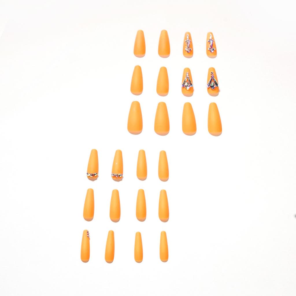 Full Diamond Series Wear Nail Orange Nail Art Rhinestone Temperament Nail Art Nail Patch Press on nail