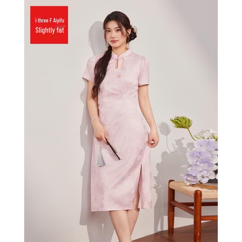 IEF New Chinese Style Plus Size Slimming Mid-length Dress L