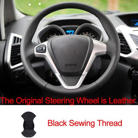 Hand Sewing Car Steering Wheel Cover For Ford Fiesta 2008-2016 2017 Ecosport 2014- 2015 2016 2017 Braid on the Steering wheel