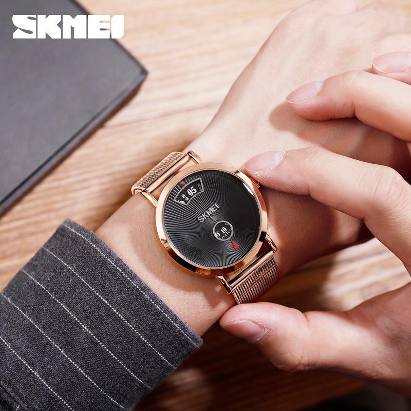 Fashion creative new waterproof men's business quartz watch hot sale simple mesh belt watch men