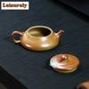 130ml Antique Yixing Purple Clay Teapots Handmade Stone Scoop Pot Raw Ore Gold Section Mud Kettle With Filter Zisha Tea Set Gift