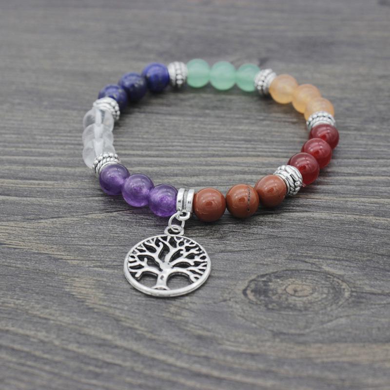 7 Chakra Beaded Yoga Bracelet - Round Wheel Design