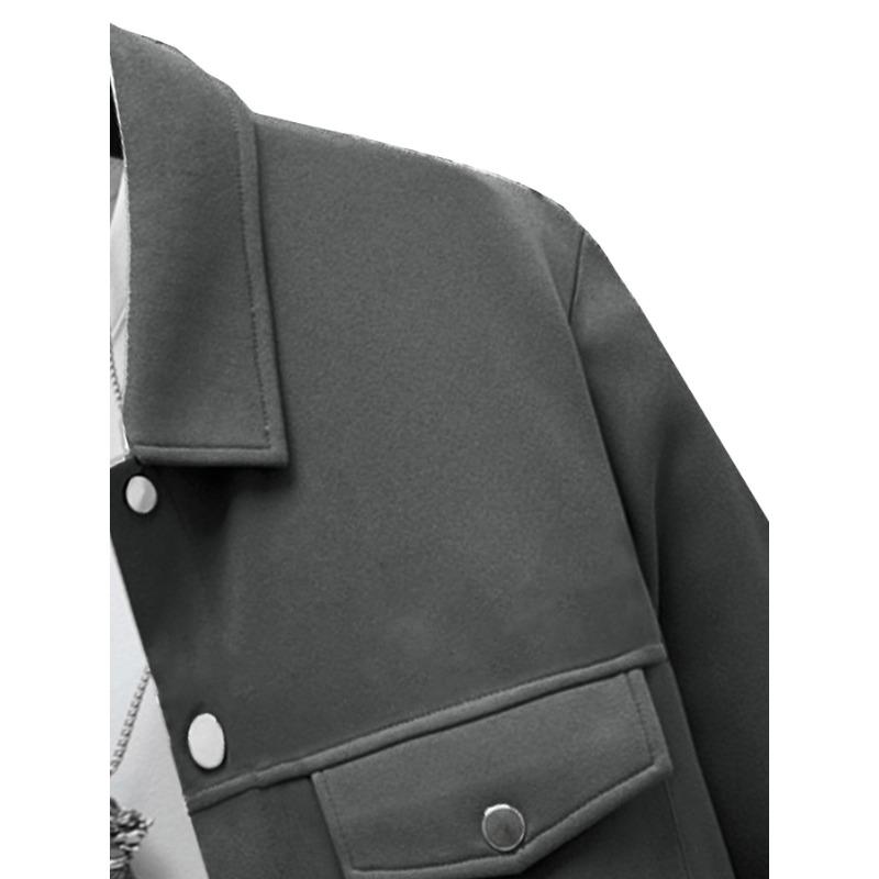 Men Casual Turn Down Collar Solid Color Slim Fit Single Breasted Jacket Outerwear